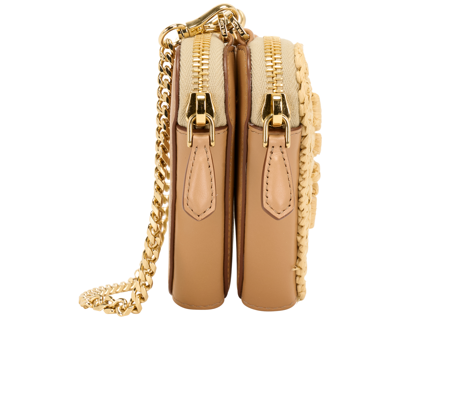Mini Contenitori Chain Shoulder, &pound;695, Handbags, Beige, Leather/Raffia, Side view
